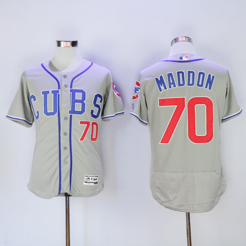 Men Chicago Cubs 70 Maddon Grey CUBS MLB Jerseys